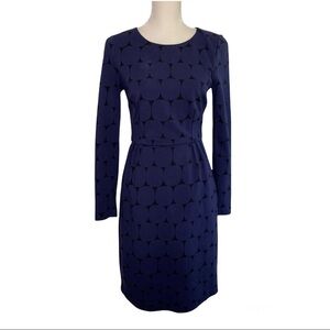 Boden Navy / Black Geo Print Pointe Dress Size 6 Long Sleeve